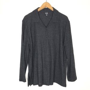 Eileen Fisher Wool Cardigan Buttons down L Gray
